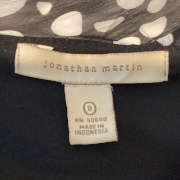 Jonathan Martin Surplice Ruffle Neck Faux Wrap Dress Black Polka Dot Sz 8 #278A - Picture 7 of 9
